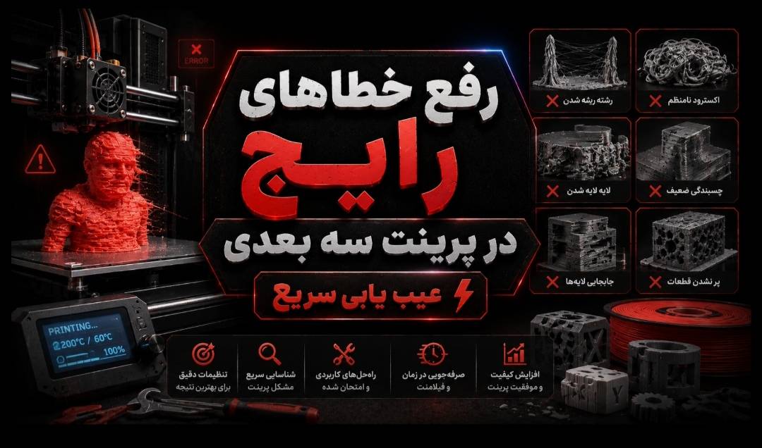 رفع خطاهای رایج در پرینت سه‌بعدی (عیب‌یابی سریع)