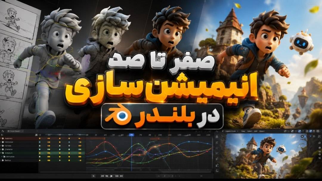 مراحل ساخت یک کاراکتر سه بعدی از صفر تا صد و انیمیشن در بلندر